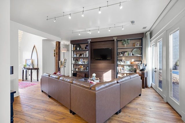 living room featuring light hardwood / wood-style flooring