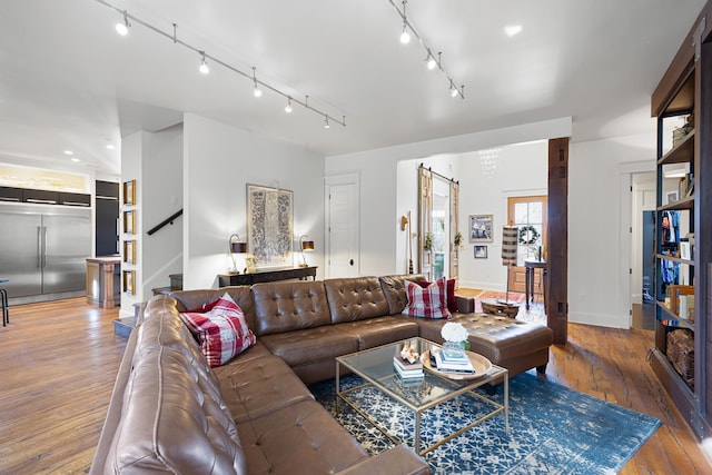 living room with hardwood / wood-style flooring