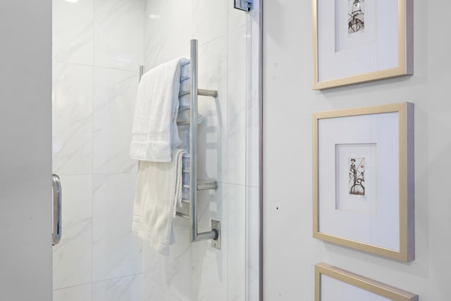 room details featuring a shower with door