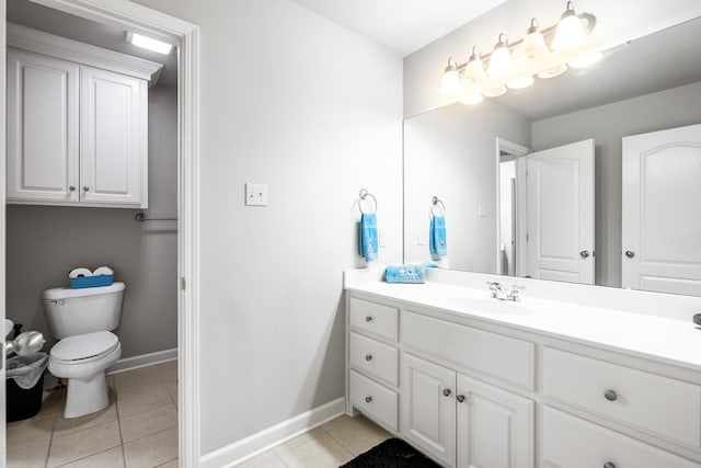 bathroom featuring tile patterned floors, toilet, and vanity