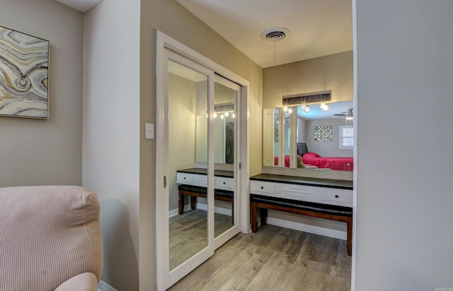 interior space with light hardwood / wood-style flooring