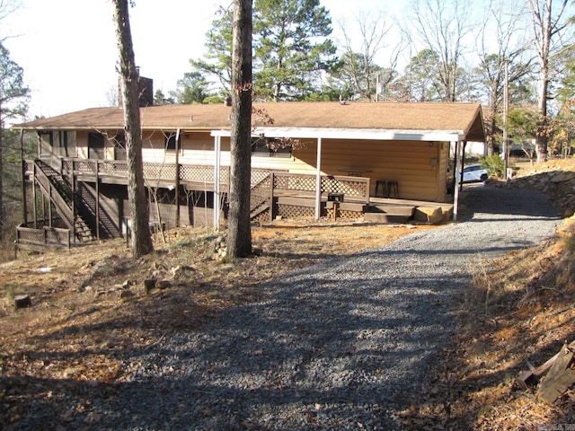 view of front of house with a deck