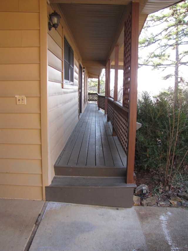 wooden deck featuring a porch