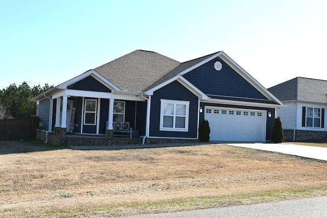 craftsman-style home with a garage and a porch