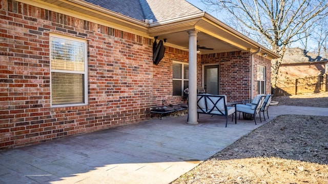 view of patio / terrace with ceiling fan