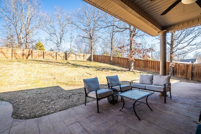 view of patio with ceiling fan