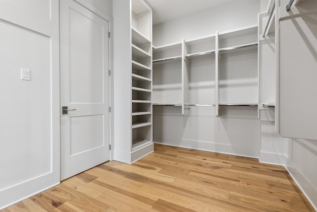 spacious closet featuring light hardwood / wood-style flooring