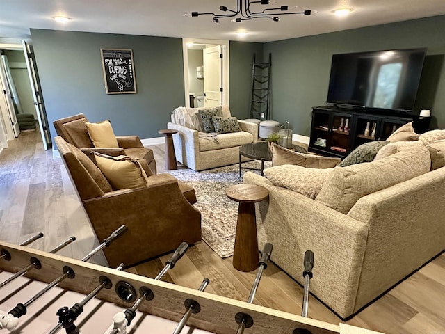 living room with wood-type flooring