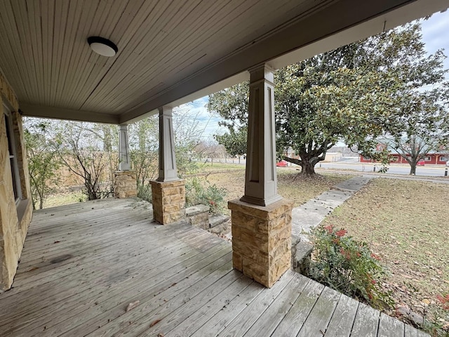 wooden deck featuring a porch