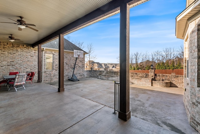 view of patio with ceiling fan