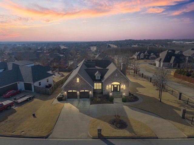 view of front of house with a garage