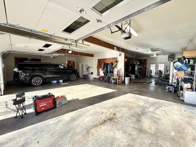 garage with a garage door opener