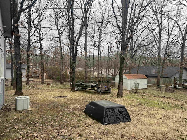 view of yard with a storage unit