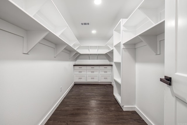 walk in closet featuring dark hardwood / wood-style flooring