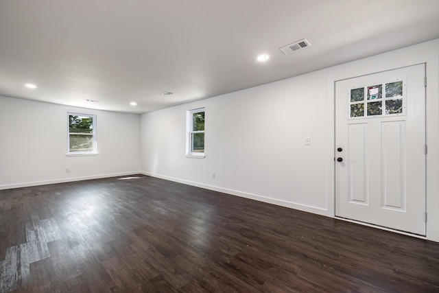 entryway with dark wood-type flooring and a wealth of natural light