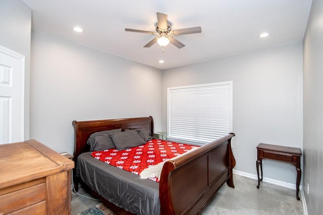 bedroom featuring ceiling fan