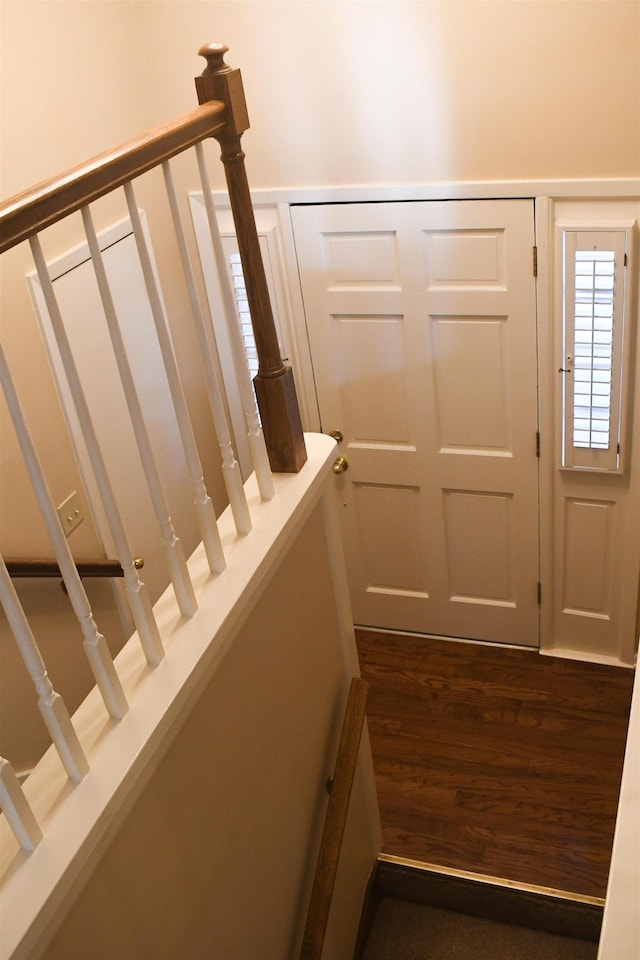 foyer entrance featuring dark hardwood / wood-style flooring