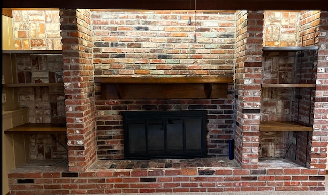 interior details with a fireplace