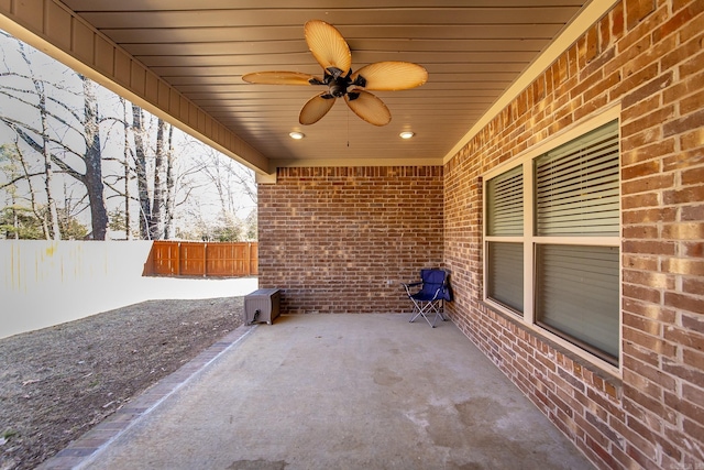 view of patio with ceiling fan