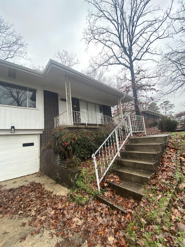 exterior space with a garage