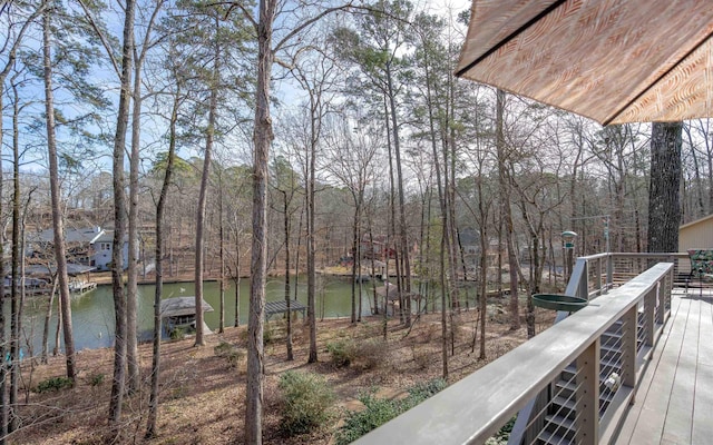 wooden terrace with a water view