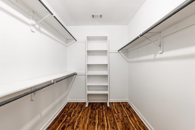 walk in closet featuring dark wood-type flooring