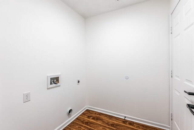 laundry area featuring dark hardwood / wood-style flooring, hookup for a washing machine, and hookup for an electric dryer