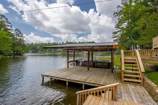 view of dock featuring a water view