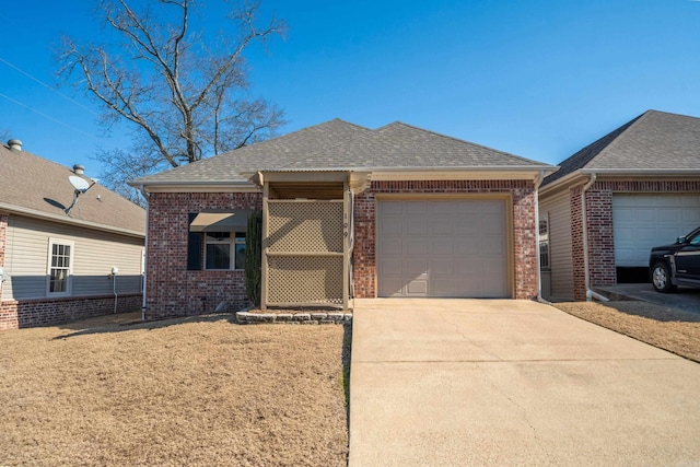 single story home with a garage