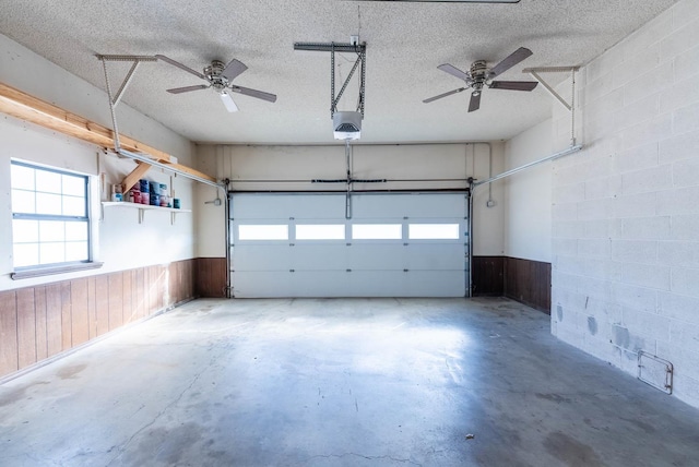 garage with a garage door opener