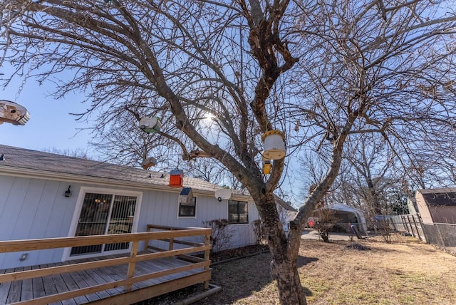 view of yard featuring a deck