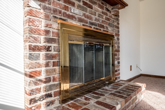 room details with a brick fireplace