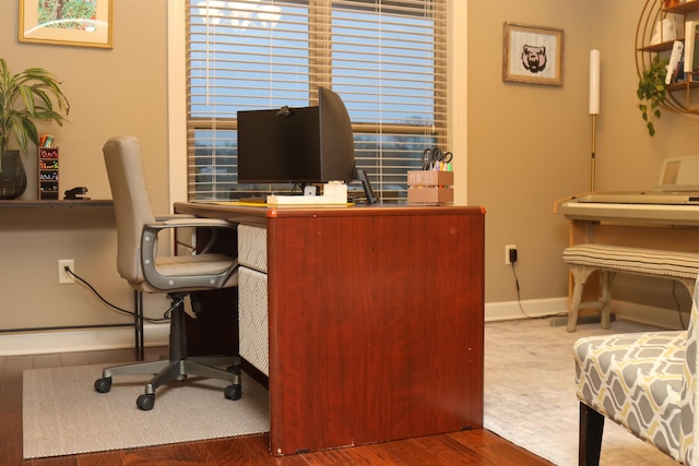 view of carpeted home office