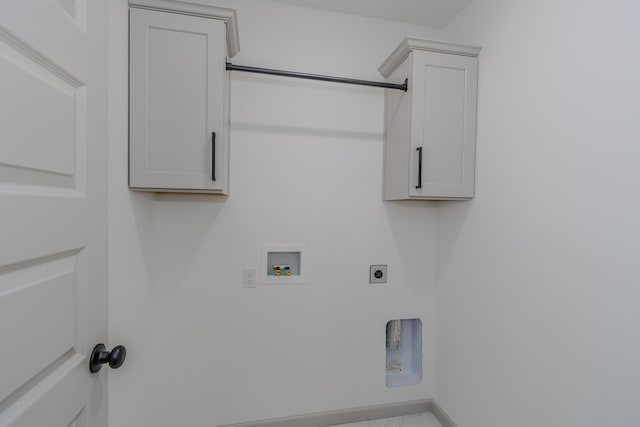 laundry area with washer hookup, cabinets, and hookup for an electric dryer