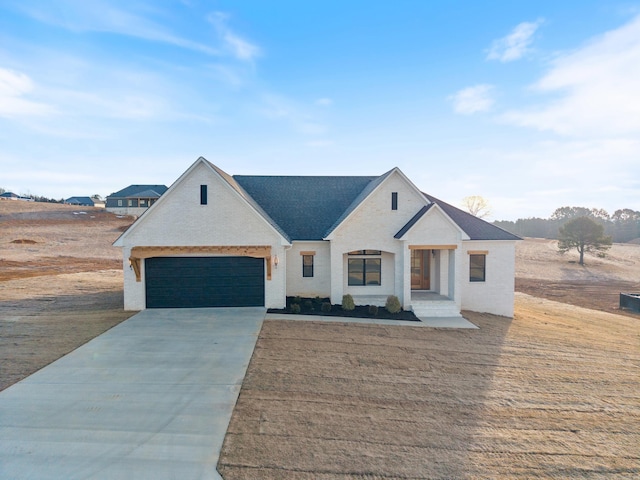 modern farmhouse with a garage