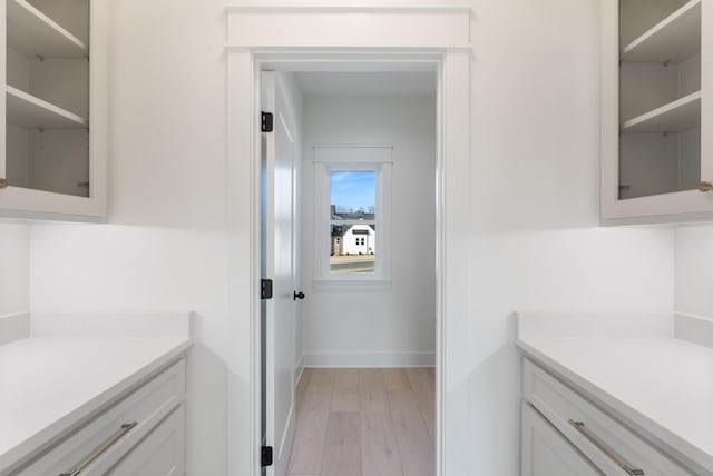 bathroom with hardwood / wood-style flooring and vanity