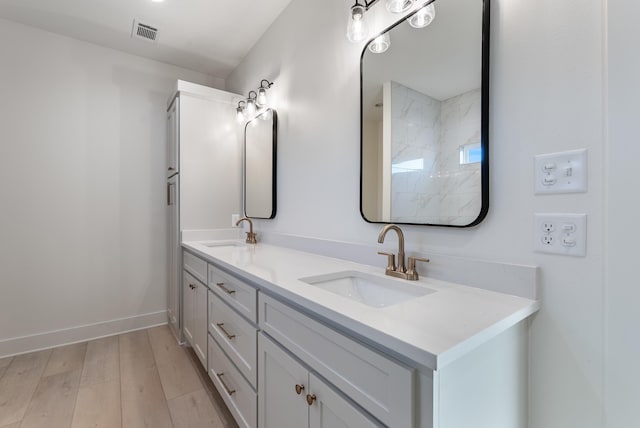 bathroom featuring wood-type flooring and vanity