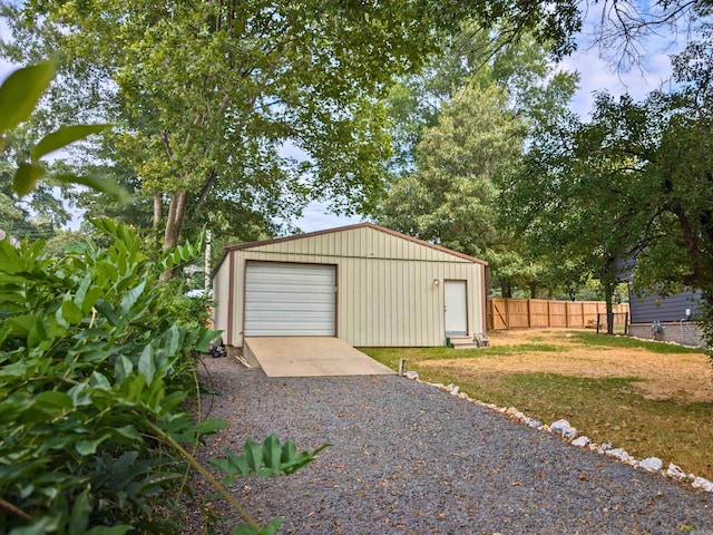 garage with a yard