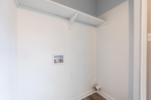 clothes washing area with washer hookup, hardwood / wood-style flooring, and electric dryer hookup