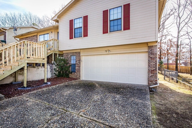 exterior space featuring a garage