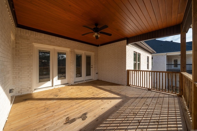 wooden terrace with ceiling fan