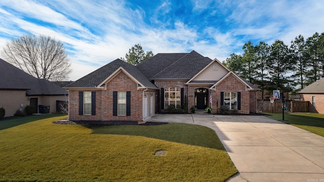 view of front of home featuring a front lawn