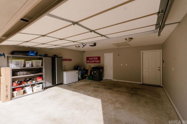 garage featuring fridge