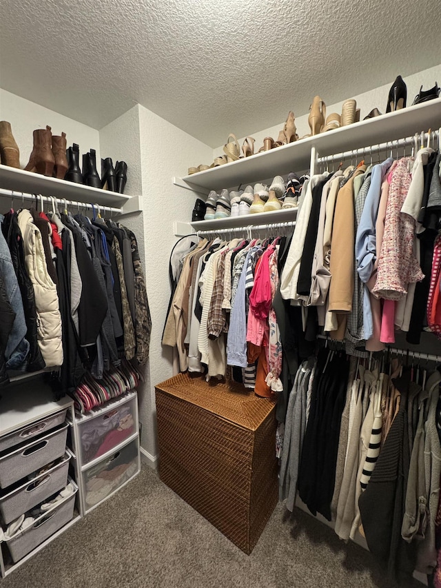 spacious closet with carpet flooring