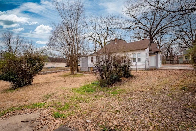 view of yard with a garage