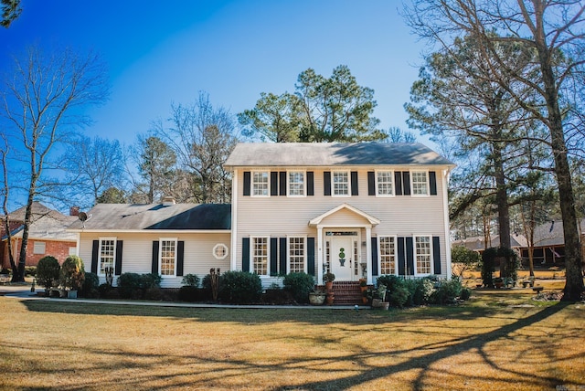 colonial house with a front lawn