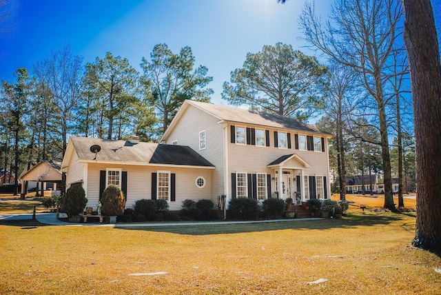 colonial house with a front lawn