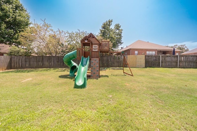 view of play area featuring a yard