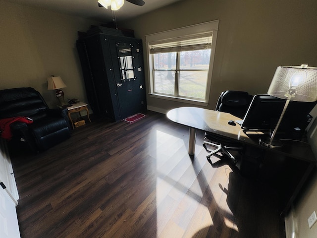 office with dark hardwood / wood-style flooring