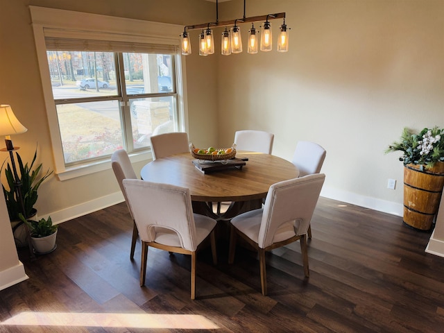 dining area with dark hardwood / wood-style floors